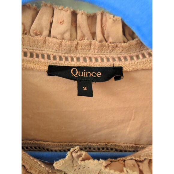 Quince Organic Textured Cotton Peasant Blouse in Dusty Rose size 6 - Picture 3 of 6